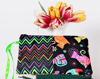 Cotton Wristlet Zipper Pouch: Handmade Phone & Jewelry Travel Pouch
