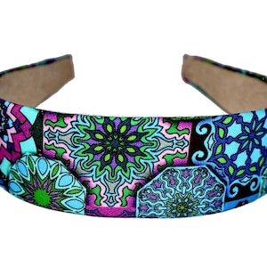 Teal Purple Floral Headband: Handmade Cotton Fashion Hair Band