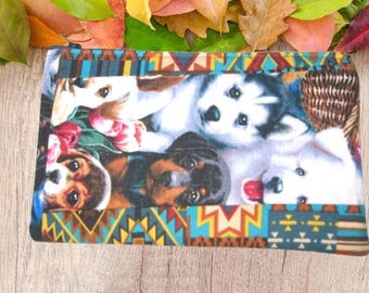 Handmade Dog Face Wristlet Zipper Pouch: Cotton Travel Pouch