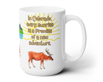 Moose, Colorado, Ceramic Mug 15oz, Travel souvenir, wild animals, mountain animal,