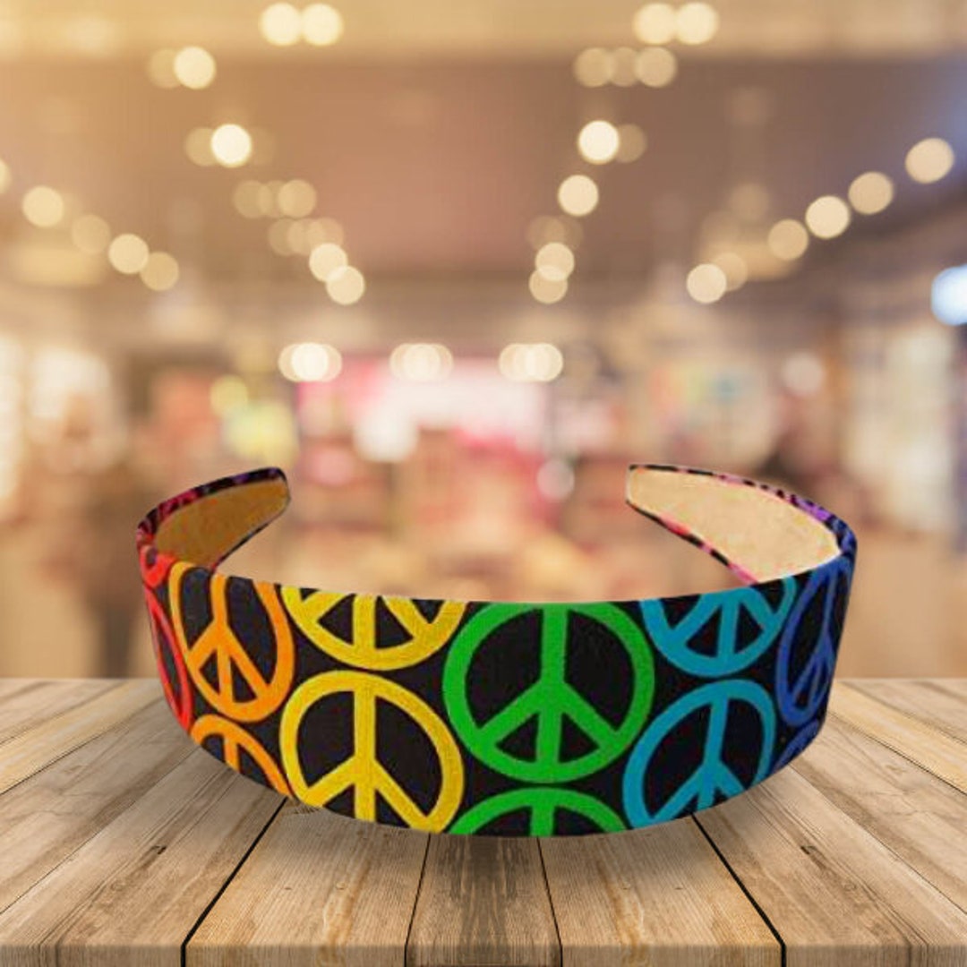 Peace Sign Headband: Cotton Wide Headwrap, Workout Accessory - Etsy