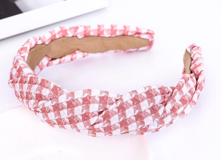 Handmade Grid Check Fabric Headband: Fashion Hair Accessory  display picture 1