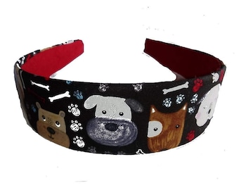 Dog Print Headband: Handmade Cotton Fabric Hair Band