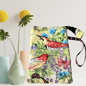 Bolsa pequeña con cremallera, bolsa con cremallera de pulsera con correa, bolsa para teléfono celular, bolsa de billetera pequeña, en tela de algodón, bolsa de viaje de joyería, 4" por 6"