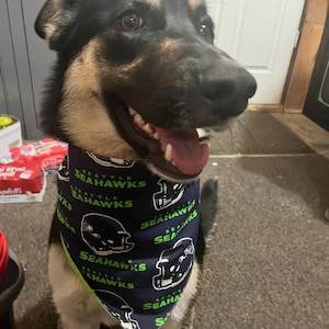 Seattle Seahawks Dog Bandana, reversible, with adjustable snaps
