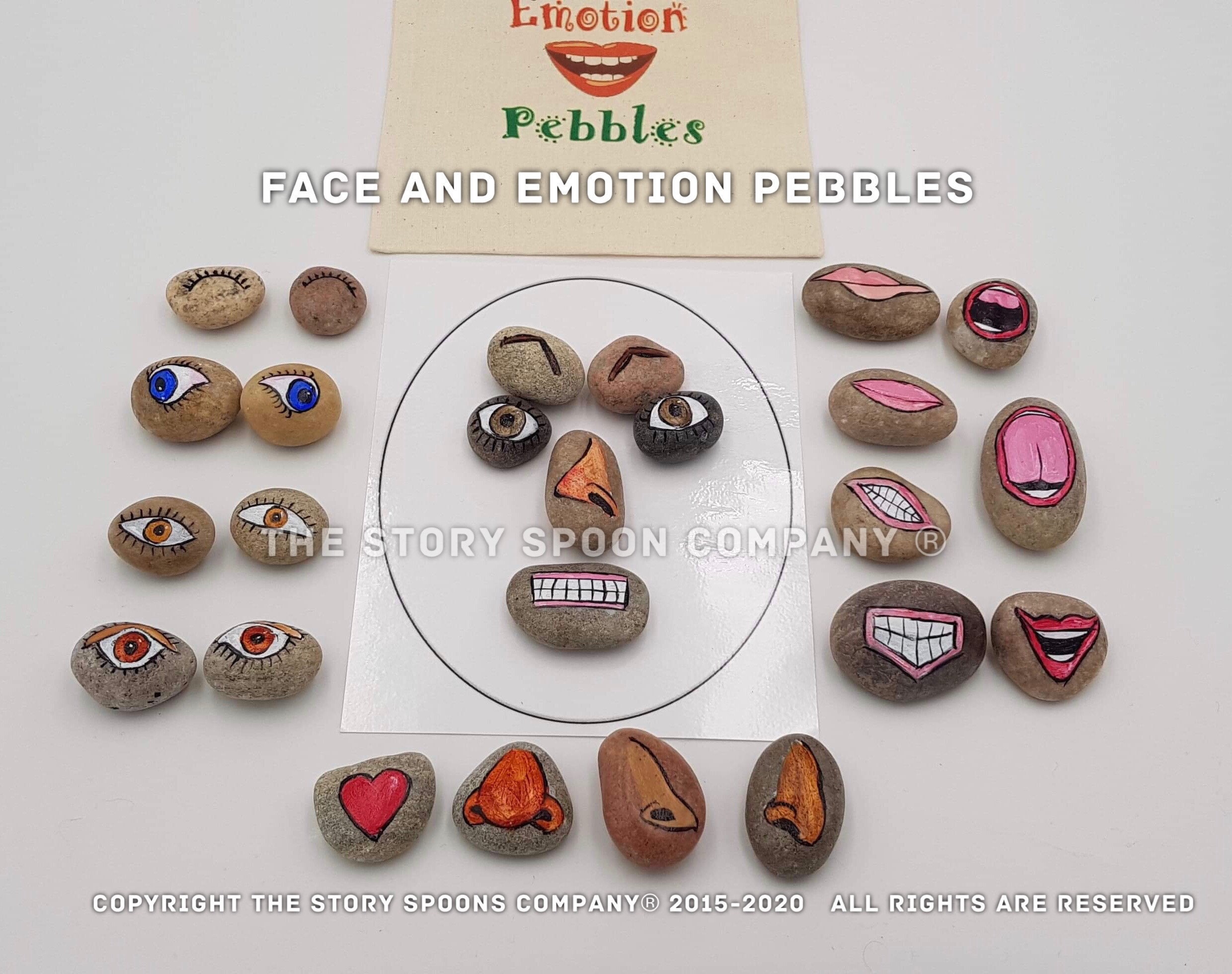 Stone Emotion Rocks Face & Emotion Stones - Emotional - Happy - Sad - Confused - Angry ...