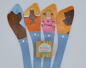 Goldilocks and The Three Bears Story Spoons - Goldilocks - childrens wooden toy - waldorf - montessori - educational - teaching resource -