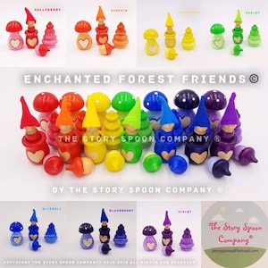 Enchanted Forest Friends© Colour Set  - Small world - childrens wooden toy - waldorf - montessori - rainbow - peg dolls