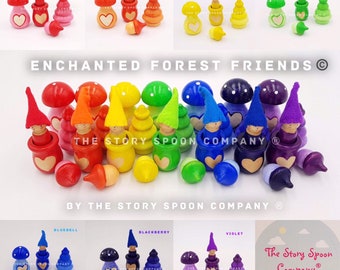 Enchanted Forest Friends© Colour Set  - Small world - childrens wooden toy - waldorf - montessori - rainbow - peg dolls