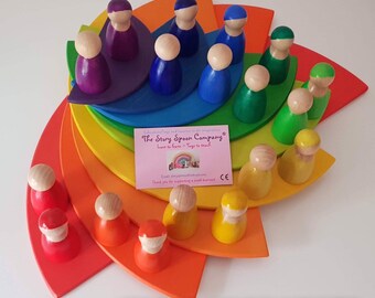 Rainbow Peggles - peg dolls - grimms - grapat - Small world - childrens wooden toy - waldorf - montessori - educational - eyfs -