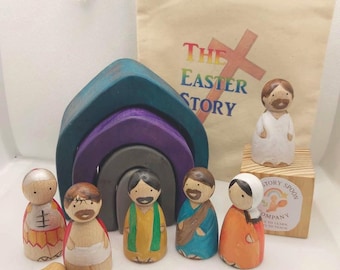 Bonecos de Páscoa feitos com prendedores de roupa. Jesus. Cristo. Maria Madalena. Páscoa. Discípulo. Cristão. Ressuscitado. Paixão de Cristo. História da Páscoa. Romano. João. Pedro.