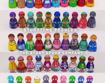 Ten Little. Peggles. Peg Dolls. Robots. Dinosaurs. Princess. Superhero. Pirates. Peg doll. Wooden toy. Waldorf. Small world. People.
