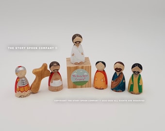 Easter Peg Dolls.  Jesus. Christ. Mary Magdalene. Easter. Disciple. Christian. Risen. Passion of Christ. Easter Story. Roman. John. Peter.