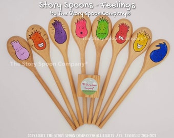 Spoons with Feelings. Emotion Story Spoons. Emotions. Emotional literacy. Educational resources. Educational toys. Wooden.  SEN. Sensory.