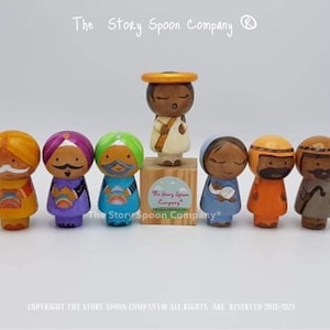Nativity Set. Kokeshi. Christmas. Peg dolls. handmade. Wooden toys.