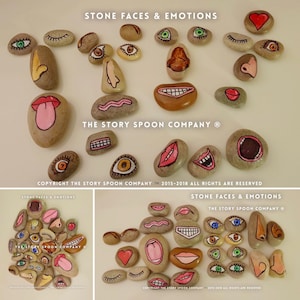 Face & Emotion Stones - emotional - happy - sad - confused - angry - shocked - scared - excited - laugh - cry - feelings - children - SALT