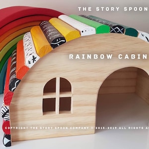 Rainbow - Cabin - Rainbow -  monochrome - House - Wooden - Smallworld - Waldorf - Montessori