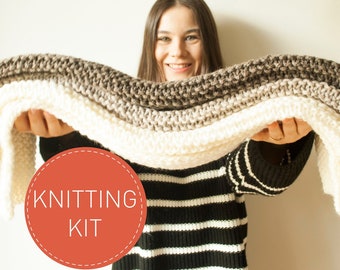 Arm Knit Ribbed Blanket DIY KIT by Flax & Twine