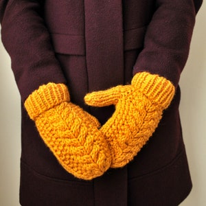 Cable Knit Mittens: Chunky Hand-Knitted Winter Gloves Matching Gift