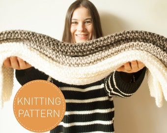 3 Colors Blanket Knitting PATTERN, Simple Beginner Blanket Knitting Pattern, Instant Download PDF Pattern, Easy to Follow Knitting Guide