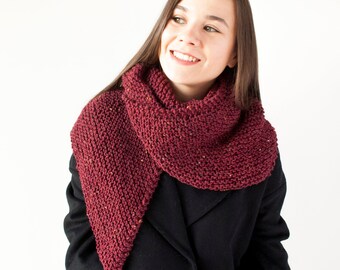 Maroon Soft Winter Scarf, Handknitted Warm Long Scarf, Valentines Day Gift for Her, Long Cowl Neck Warmer,  Winter Wrap Scarf, Teacher Gift