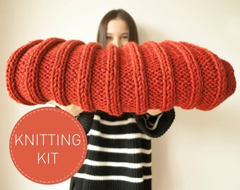 BLANKET KNITTING KIT, Simple 3 Colors Blanket Knitting Kit, Hobby Kits for  Adults, Beginner Diy Knitting Kit, Chunky Wool Blanket Knitting 