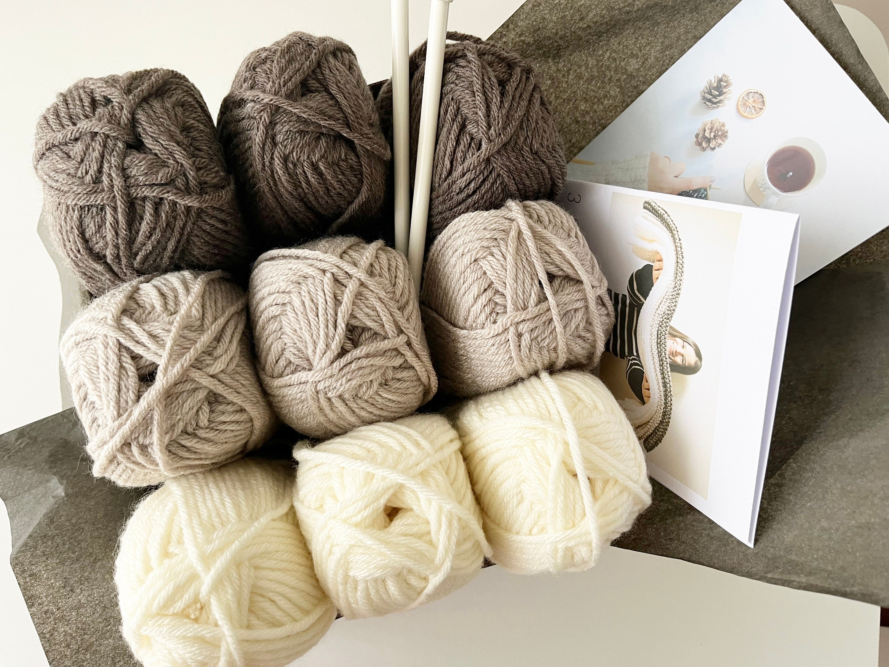 BLANKET KNITTING KIT, Simple 3 Colors Blanket Knitting Kit, Hobby