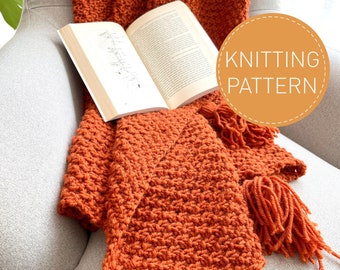Simple Basic Blanket Knitting PATTERN, Cozy Knitting Pattern, Instant Download Throw Pattern, Easy to Follow Tutorial, Cozy Throw TV Blanket