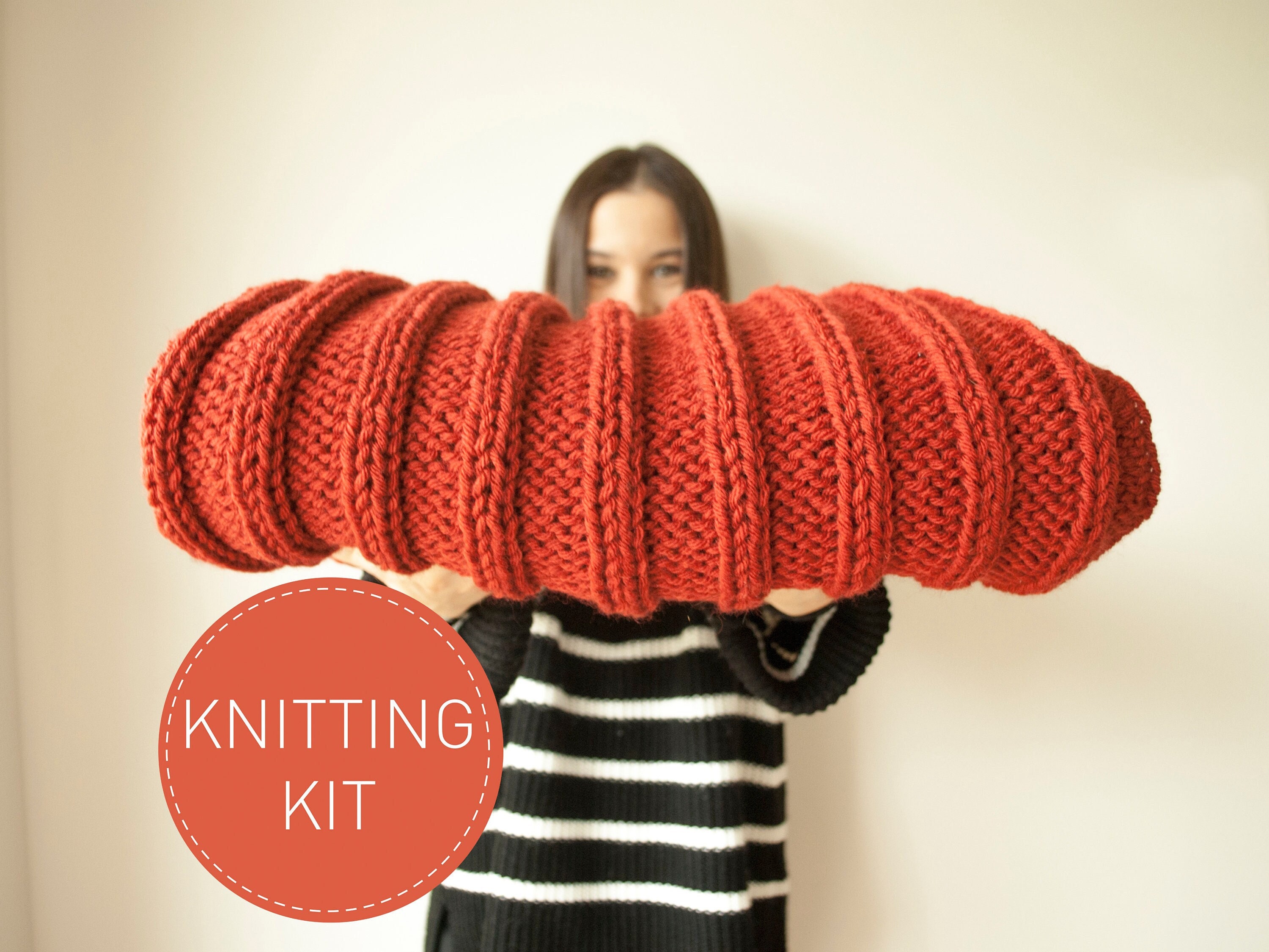 BLANKET KNITTING KIT, Simple 3 Colors Blanket Knitting Kit, Hobby