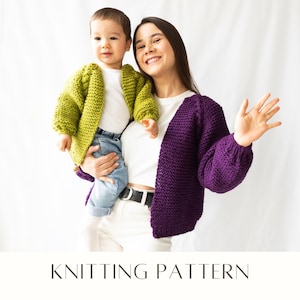 Matching Chunky Cardigan KNITTING PATTERN: Mom & Daughter Cable Knit