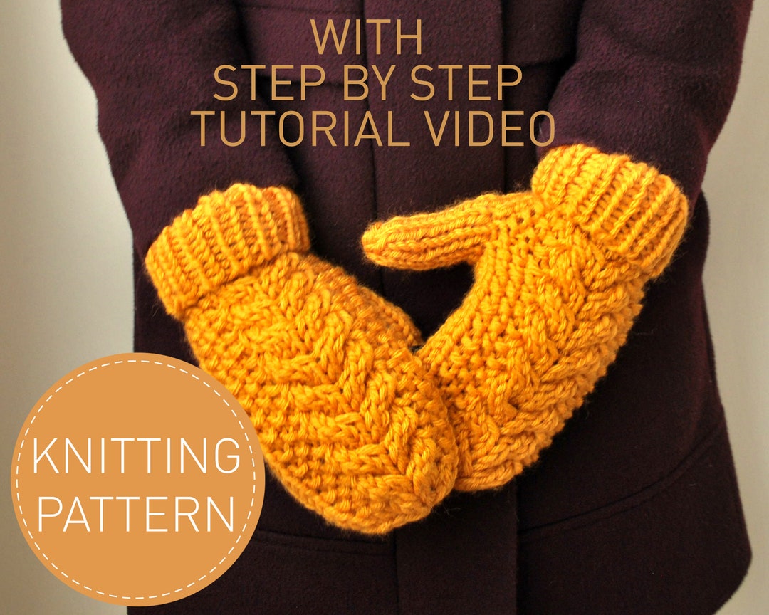 Cozy Cable Mittens Knitting Pattern, Chunky Knitted Winter Mitts for