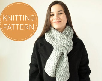 Unisex Scarf KNITTING PATTERN, Beginner Knitting Pattern Instant Download Tutorial, Quick and Easy DIY Knitting Pattern, Basic Scarf Pattern