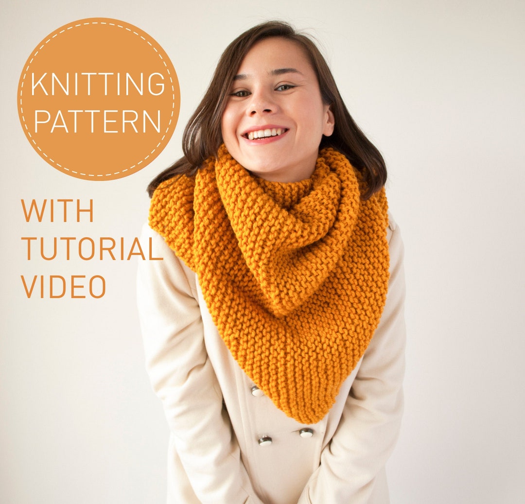 Triangle Scarf Knitting PATTERN With Video Pre Intermediate - Etsy