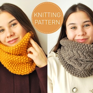 Infinity Snood Knitting Pattern 2 in 1, Beginner Friendly Scarf Knitting Pattern, Basic Instructions for Beginner Knitters, Unisex Knit PDF
