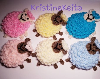 handmade crochet sheep applique//embellishment choice of colours