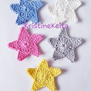 Sterrenappliqué, gehaakte sterappliqué, stermotief, sterversiering, naaien, breien, katoenen appliqué, kaarten maken, scrapbooking