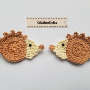 2 Igel Applikationen gehäkelt,Hellbraun Igel,Igel zum häkeln,Scrapbook,Nähen,Igel Motive,Hellbraun Igel,Igel zum Kartenbasteln
