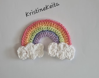Crochet rainbow applique,rainbow applique,rainbow motif,sewing,card making,scrapbooking,cotton rainbow applique,pastel colour rainbow