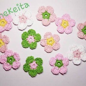 Crochet flowers,12 flowers,cotton flowers,pink flowers,sewing,card making,scrapbook flowers,craft supplies,flower motif,flower appliques