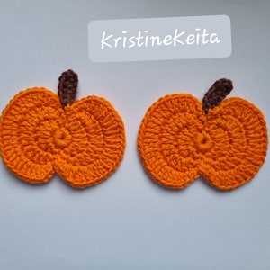 Gehäkelte 2 Kürbis Applikationen,Verzierungen,Scrapbook,Nähen,Kartengestaltung,Halloween Applikationen,Motive,Baumwolle,Orange,Halloween Kürbisse