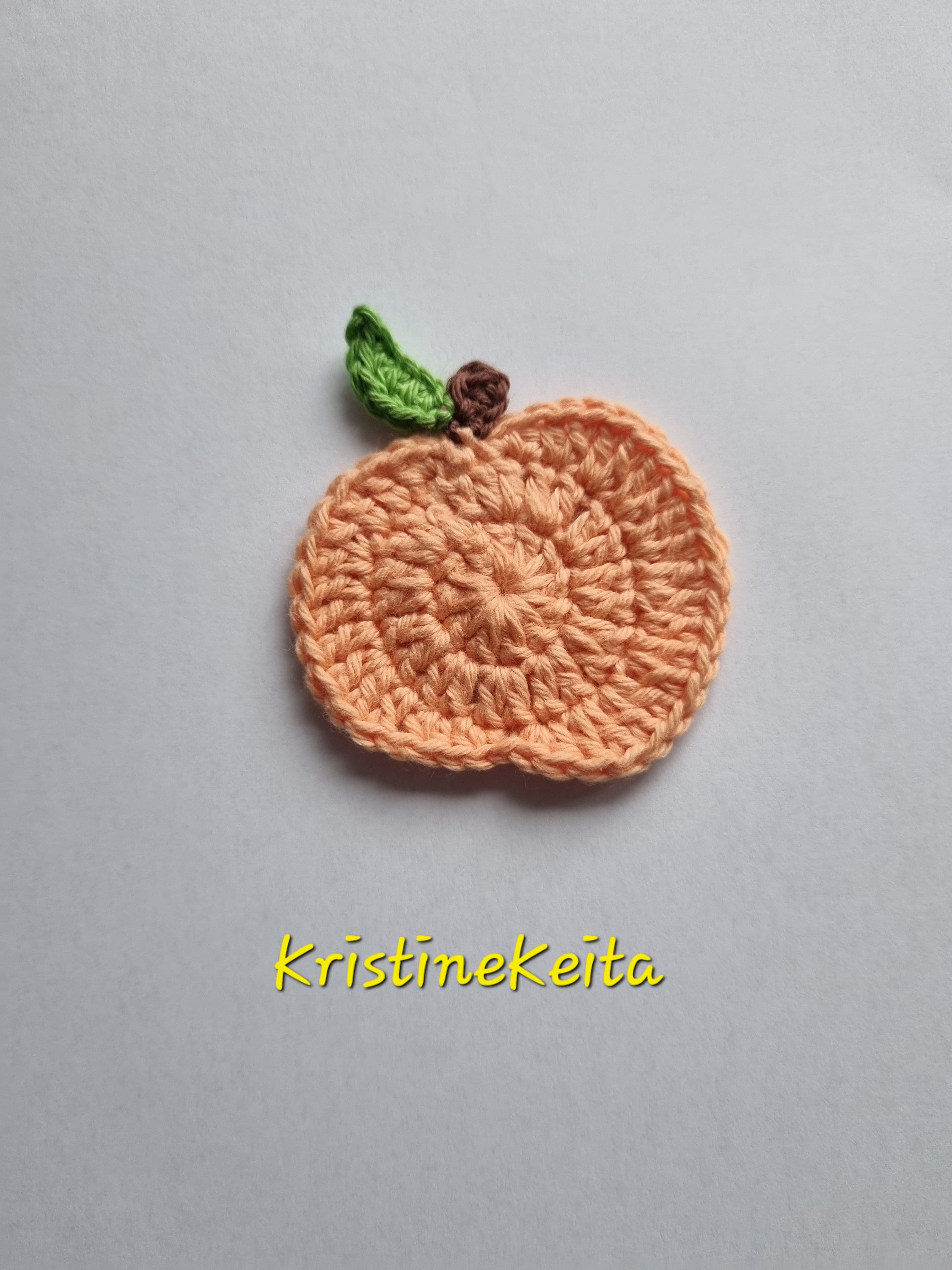 Crochet Peach Applique, Cotton Peach Motif, Scrapbooking
