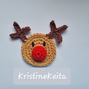 1 applicazione di renna, applicazione di renna di Natale all'uncinetto, motivo di renna, abbellimento, cucito, maglia, applicazione di cotone, creazione di biglietti