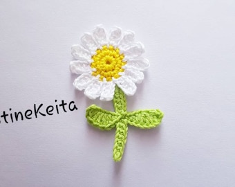 Crochet flower,crochet cotton flower,1 white flower,white flower, flower decoration,cotton flower,white flower motif,daisy flower 5.5 x 9 cm