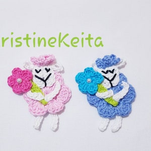 1 applique de mouton de crochet, applique d’agneau, embellissement, motif de mouton, aileron, applique de chéri, animal de ferme, vêtements de chéri, fabrication de carte, coton