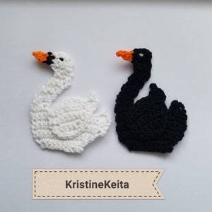 Crochet swan applique,embellishments,Scrapbook,sewing,swan motif,cotton swan applique,white swan,black swan,handmade,card making