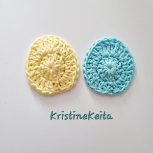 Applicazioni di uova all'uncinetto, applicazioni di uova di Pasqua, motivi di uova, creazione di biglietti, cucito, album di ritagli, applicazioni di cotone, motivi di uova di cotone all'uncinetto, set di 2