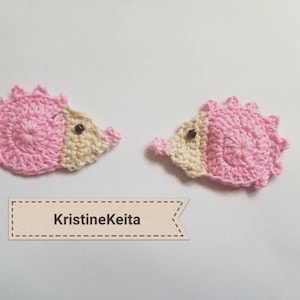 2 Gehäkelte Igel Applikationen,Verzierungen,Scrapbook,Nähen,IgelMotive,Baumwoll igel Applikationen,rosa Igel,handgemacht,Kartenherstellung