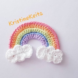 Crochet rainbow applique,rainbow applique,rainbow motif,sewing,card making,scrapbooking,cotton rainbow applique,pastel colour rainbow