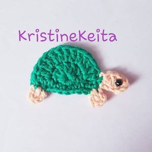 Aplique de tortuga, aplique de tortuga de ganchillo, motivo de tortuga, adorno, costura, tejido, aplique de algodón, fabricación de tarjetas, scrapbooking, tortuga verde