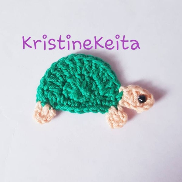 Turtle applique,crochet turtle applique,turtle motif,embellishment,sewing,knitting,cotton applique,card making,scrapbooking,green turtle